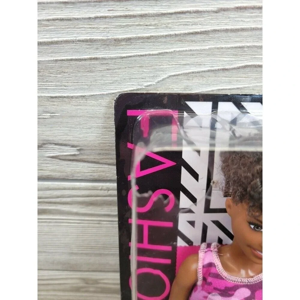 Barbie Fashionistas Doll‎ 125 Pink Camo Tank Denim Shorts Afro Hair GHP98 New